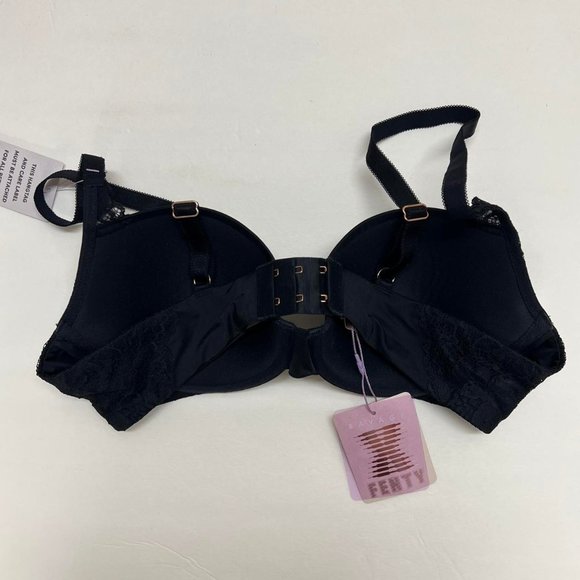 Savage X Fenty Demi Cup Lace Bra in Black Caviar - Picture 3 of 5